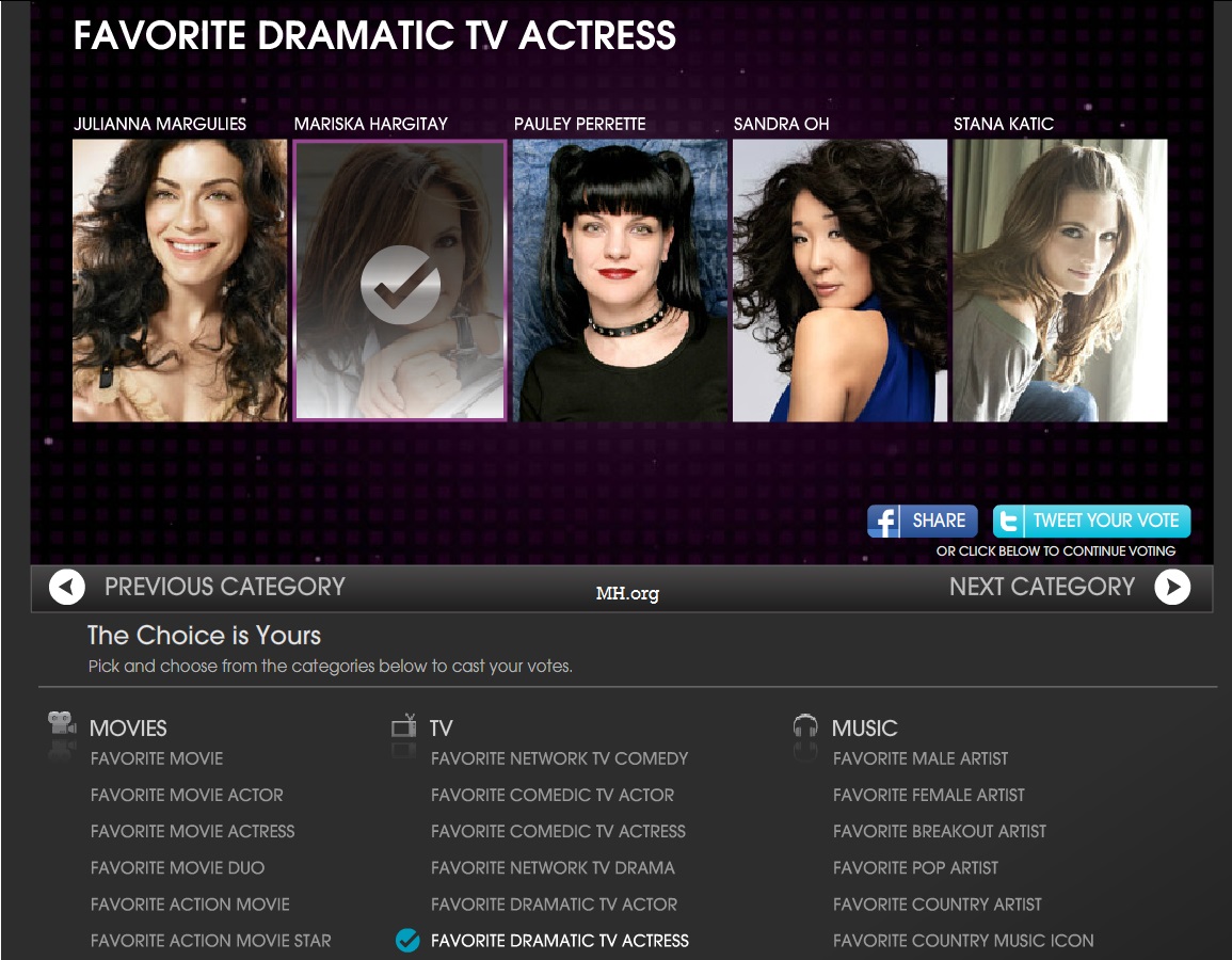 Mariska Is Nominated for 2014 People's Choise Award!