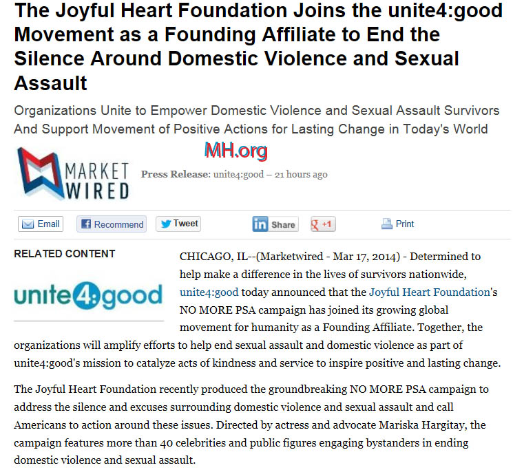 2014 JHF Joins the unite4:good Movement as a Founding Affiliate to End the Silence