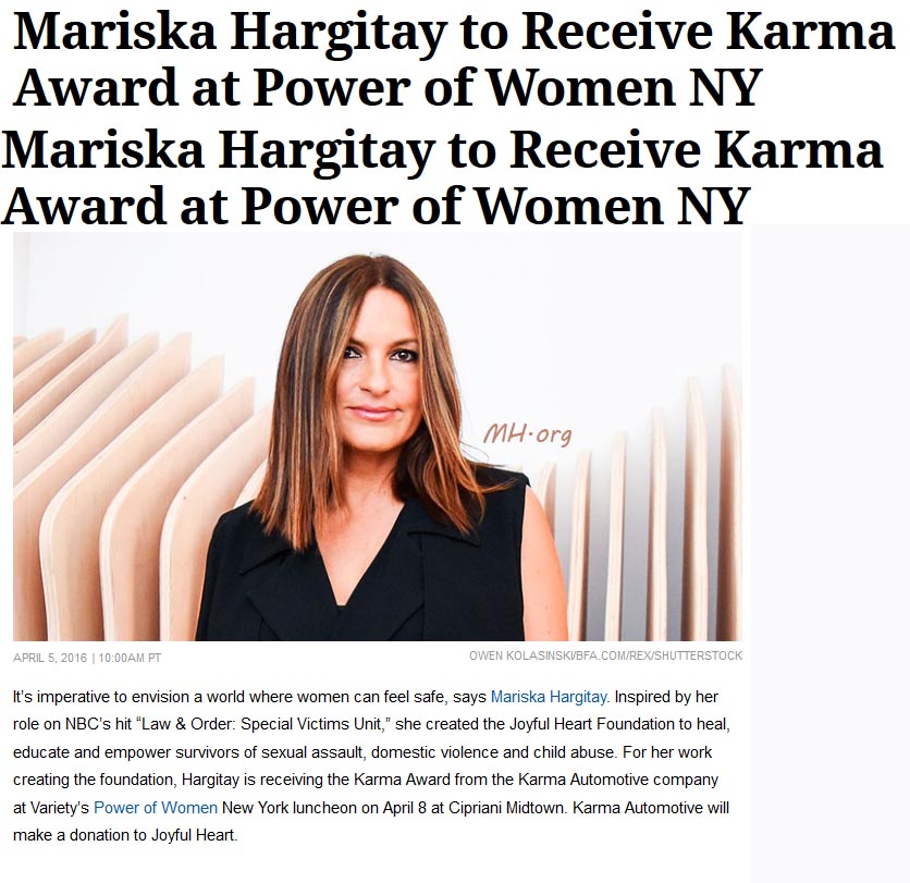 2016 Mariska Gets Karma Award